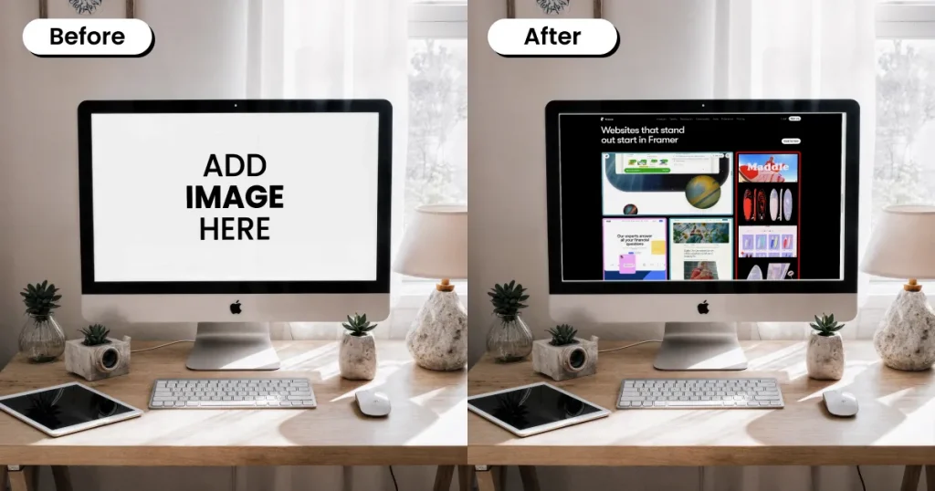 iMac mockup with an iPad