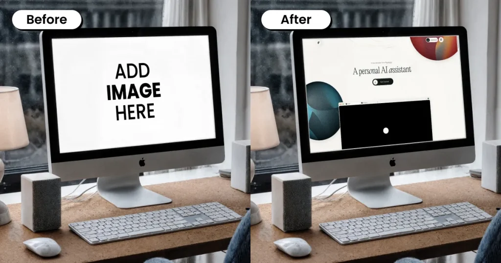 iMac mockup templates with cozy weather