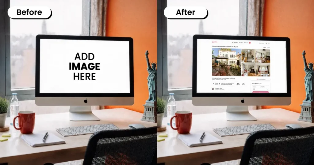 iMac mockup with a vibrant background
