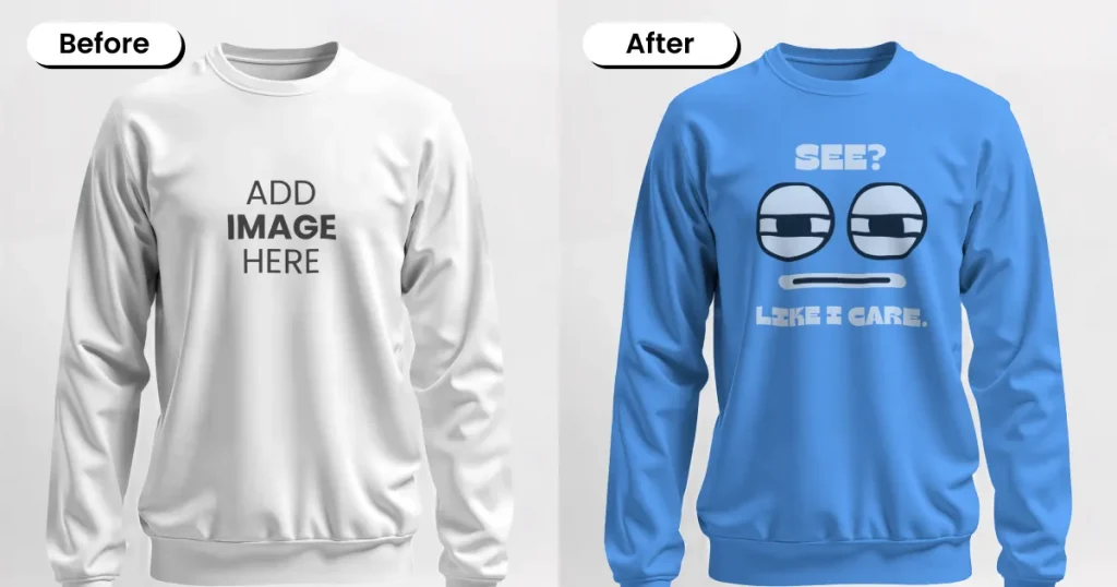 3D crewneck sweatshirt mockup on plain background