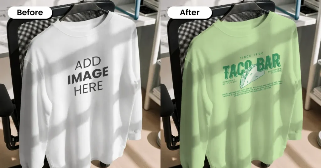 Minimalist workspace sweatshirt mockup