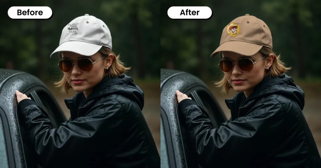 Women in black jacket wearing a cap