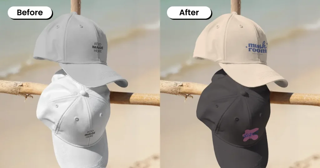 Two caps hanging on a stick