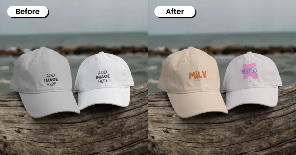 Cap mockup with 2 caps side-by-side