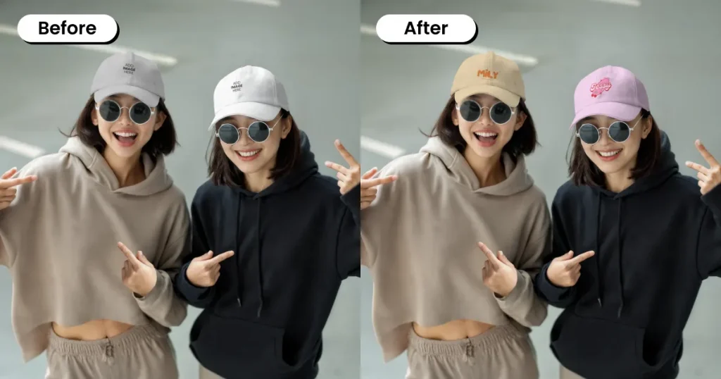 Multiple people cap mockup