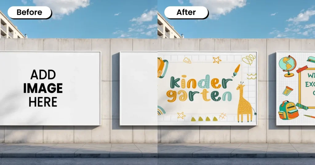 Multiple Billboard Mockups on a wall