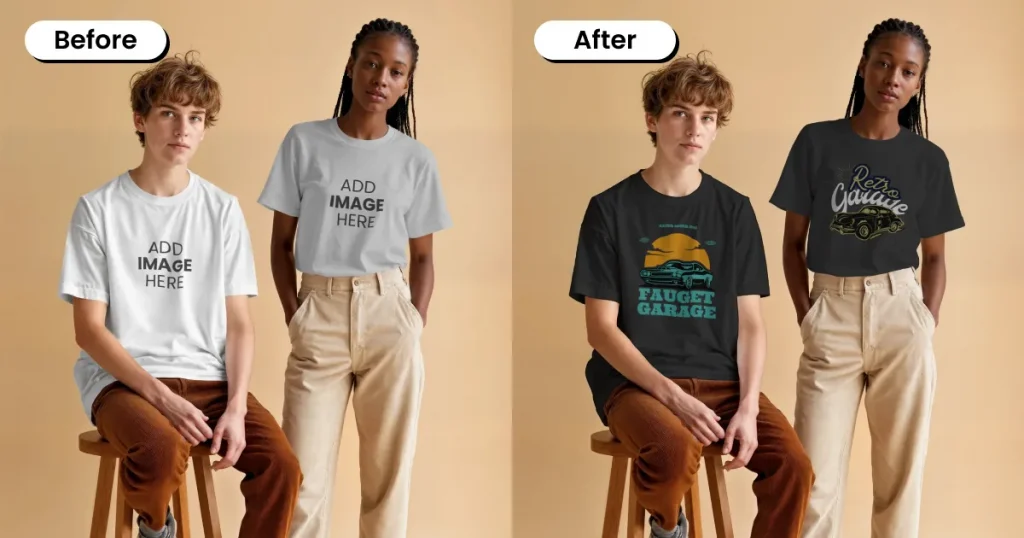 Male female t-shirt mockup