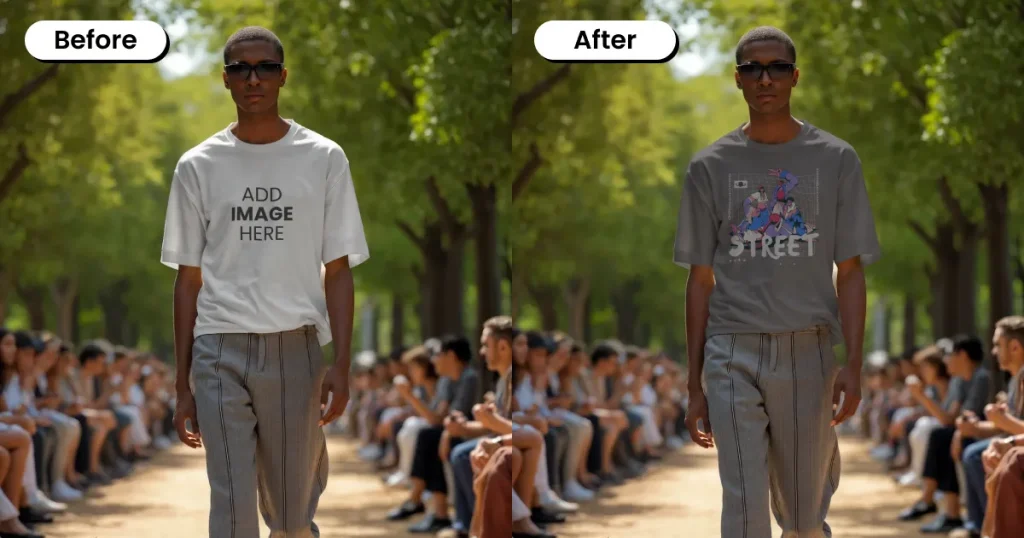 Runway-model t-shirt mockup