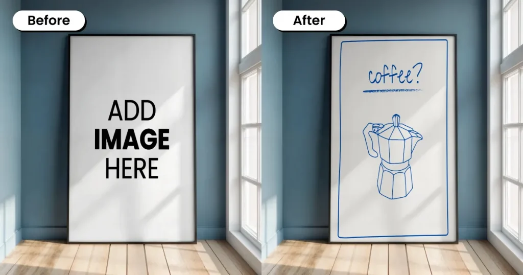 Urban poster mockup in a lobby reception