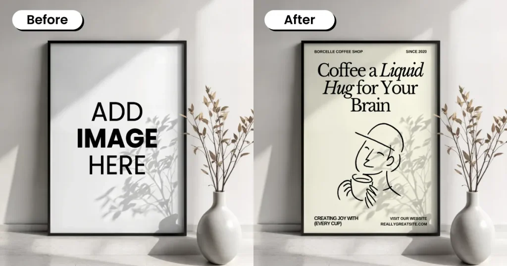 poster mockup styled with decorative props