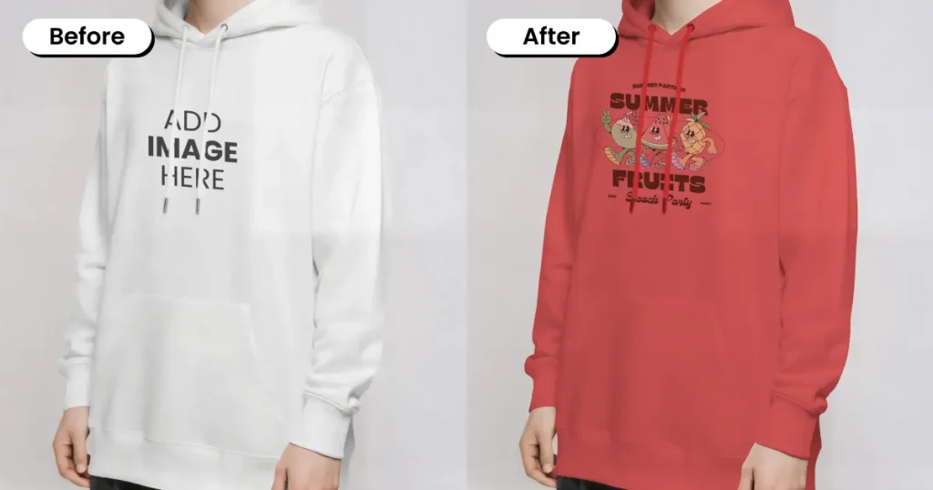 red hoodie front view mockup template