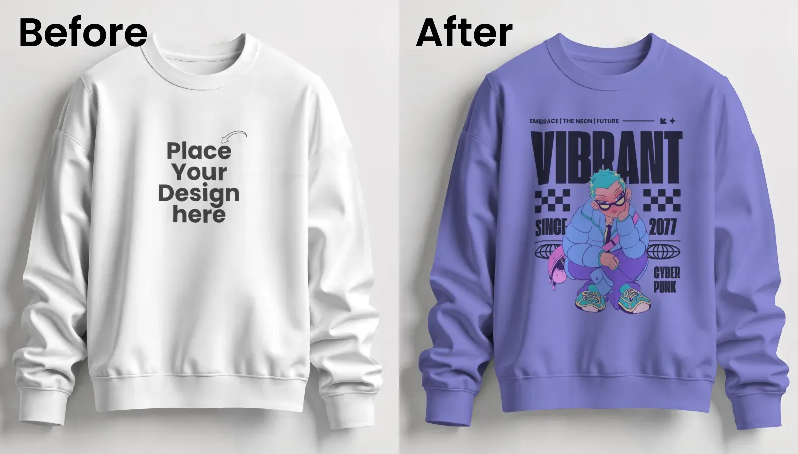 Relaxed fit studio sweatshirt mockup with clean display