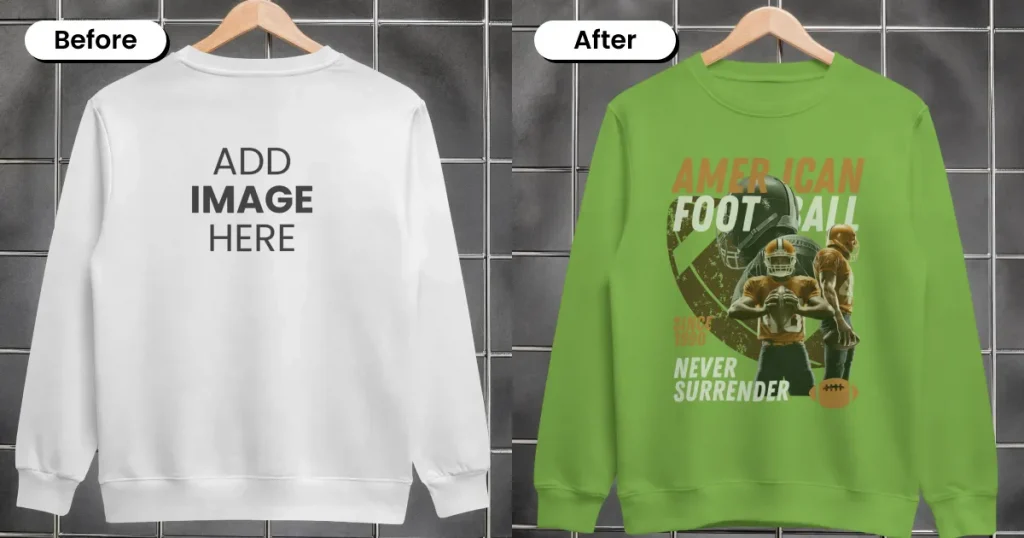 Relaxed hanging sweatshirt mockup on a cage like background