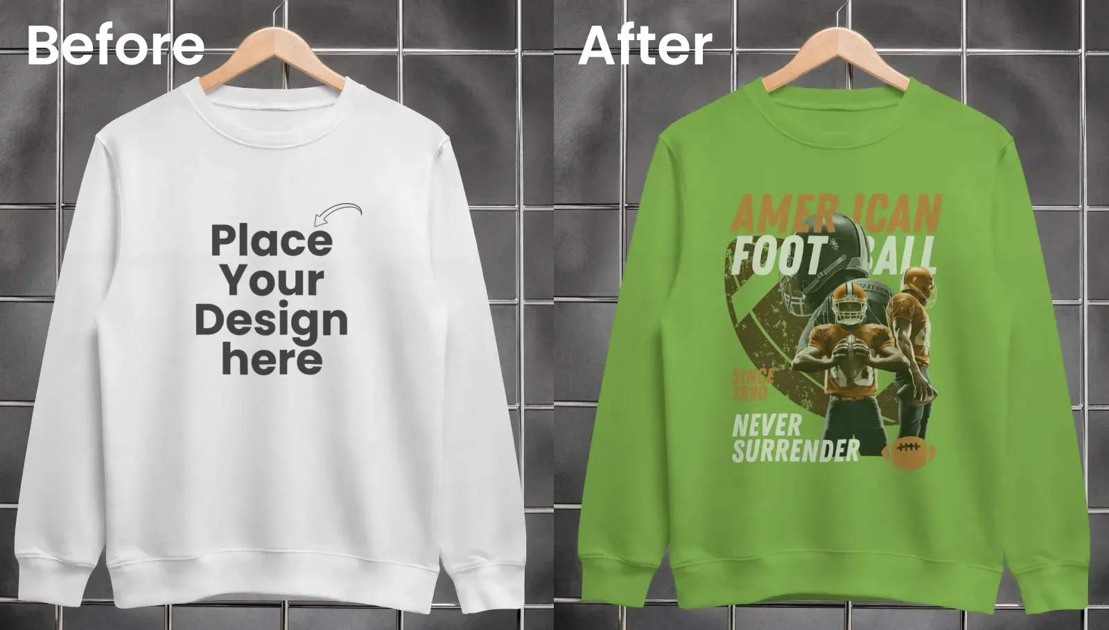 Relaxed hanging sweatshirt mockup on a cage like background