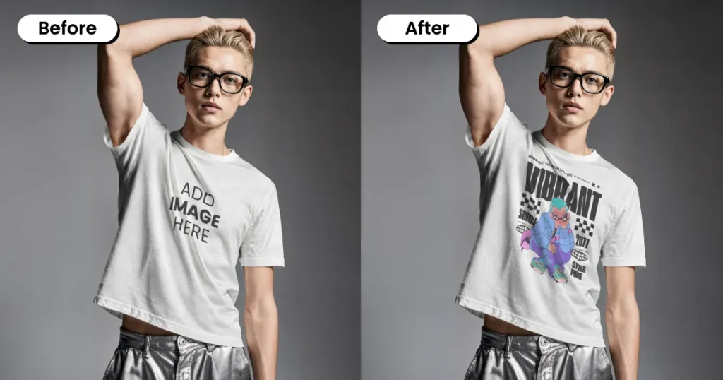 White t-shirt mockup on a male model