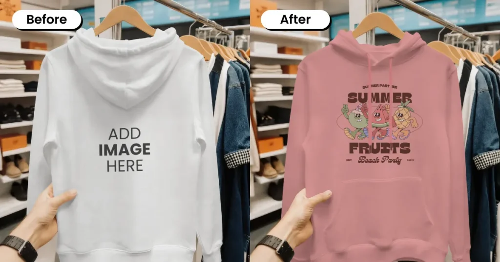 store rack back view hoodie mockup template