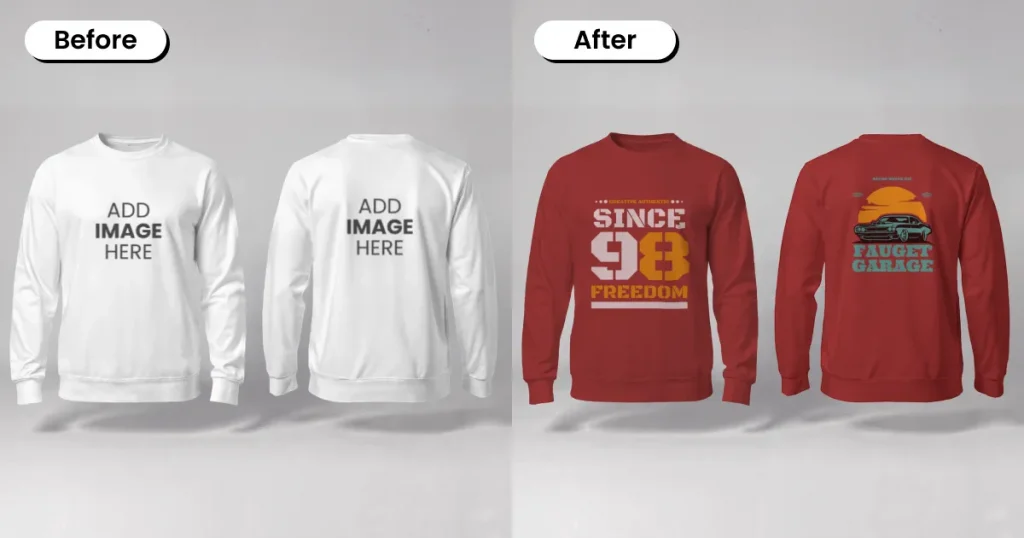 Studio front and back sweatshirt mockup