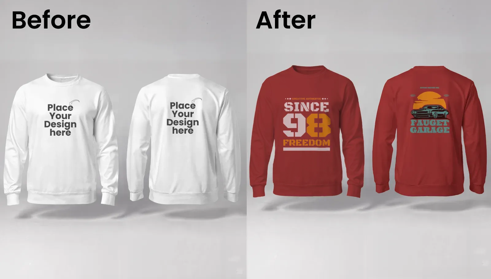 Studio front and back sweatshirt mockup
