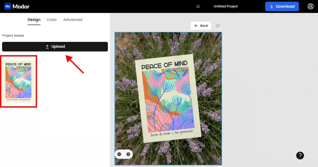 Upload poster mockup design on Modor