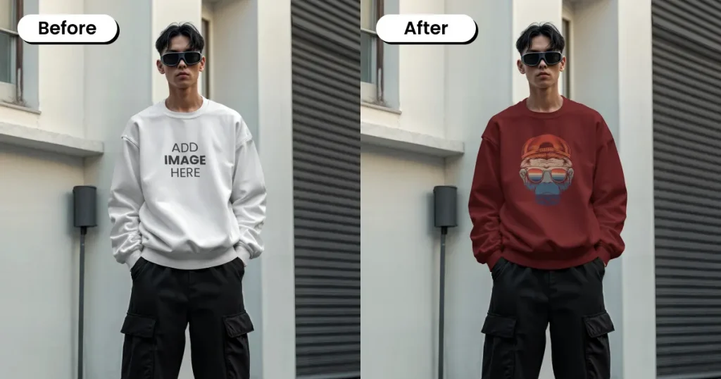 Urban streetwear sweatshirt mockup with oversized fit