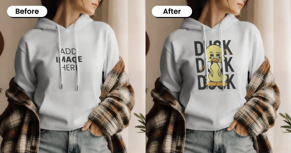 female layered hoodie mockup
