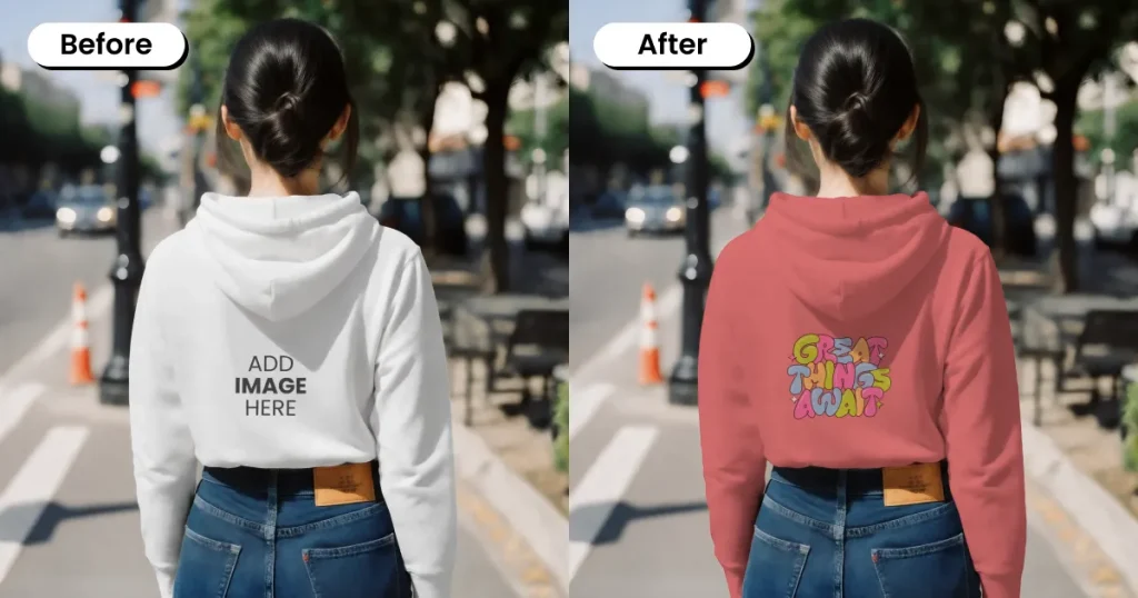 female cropped hoodie mockup