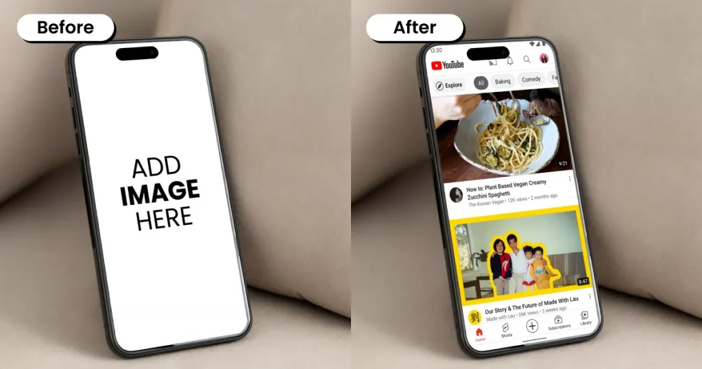 Leaning iPhone mockup template