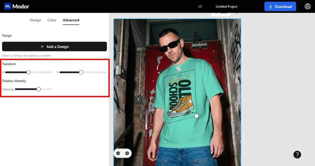 apply advanced editing to the t-shirt mockup
