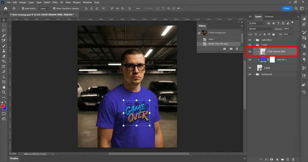 click on change your design here layer