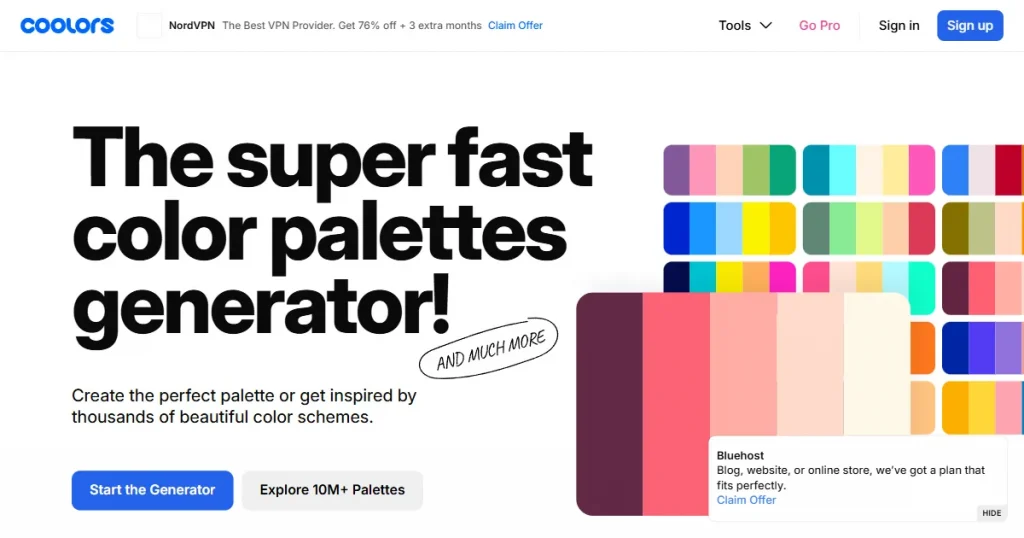 coolors color palettes