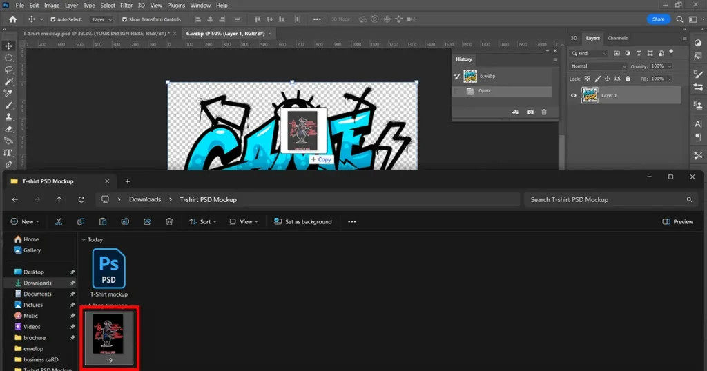 copy the new t-shirt design in photoshop