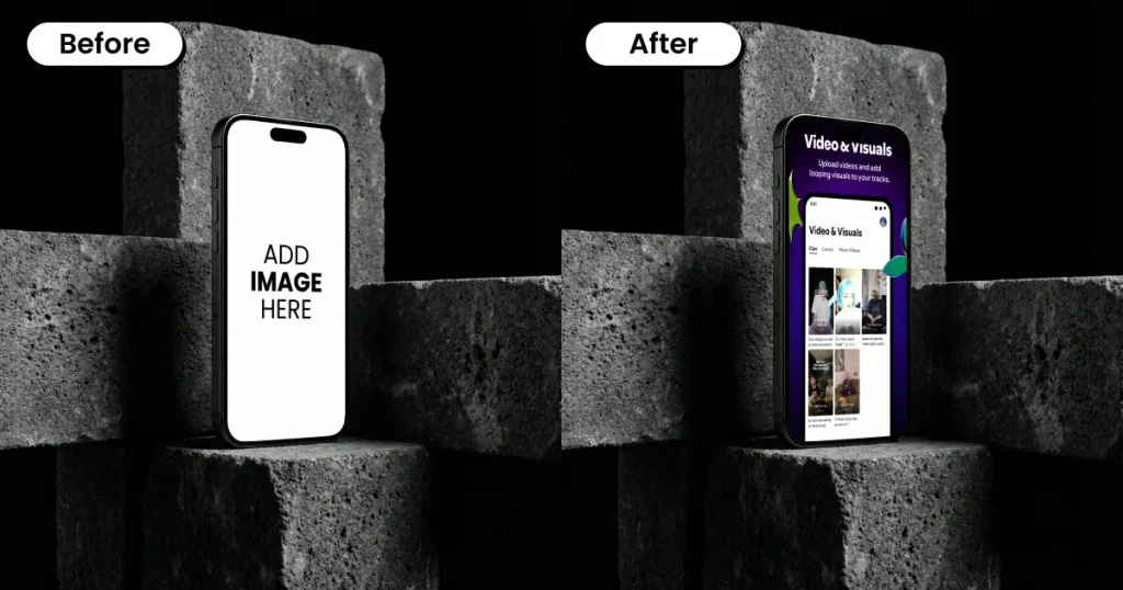 Dark theme iPhone mockup template