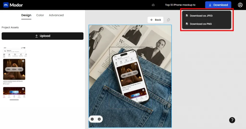 Download mockup on modor