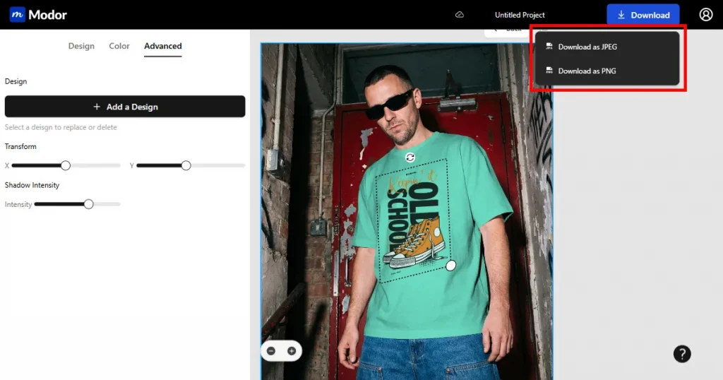download the final t-shirt mockup on modor