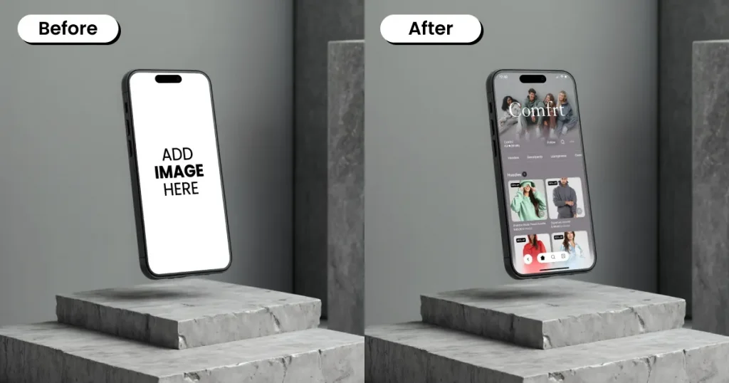 Floating iPhone mockup template