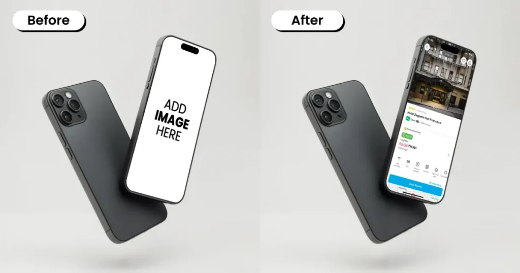 Before and after iPhone mockup template