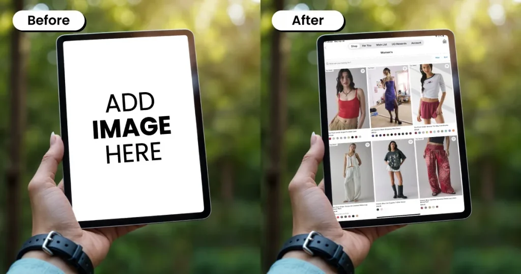 iPad mockup in a natural setting