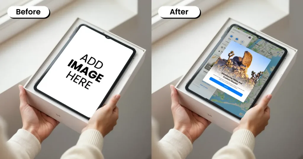 iPad mockup in an iPad packaging box