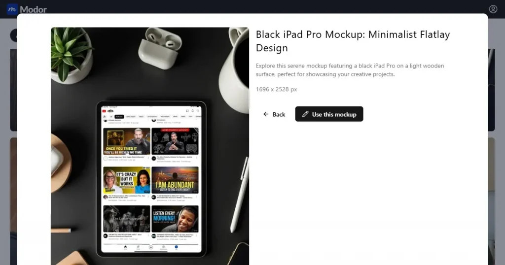 iPad mockup near earpods