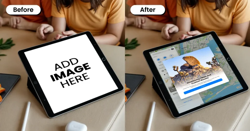 iPad mockup on a children table
