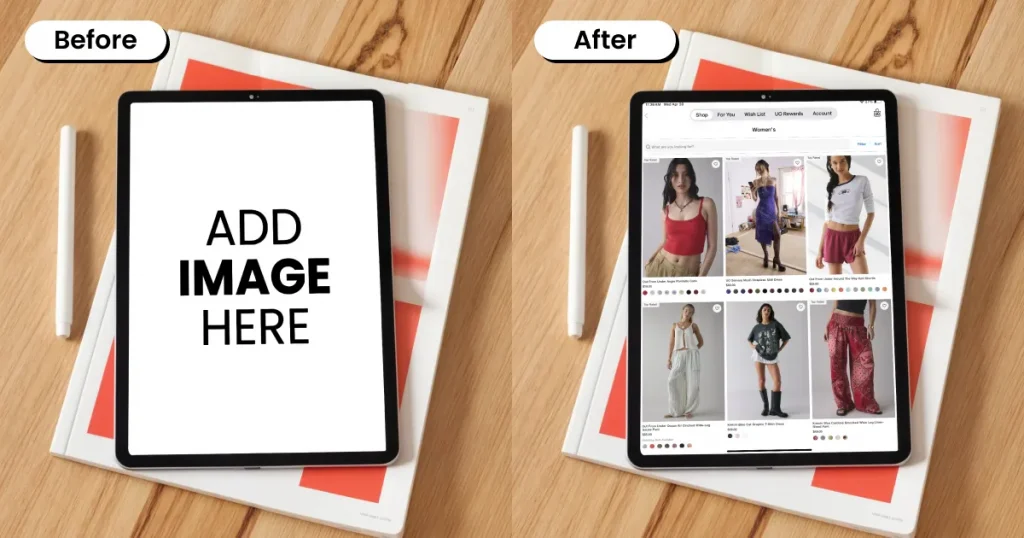 iPad mockup with a book