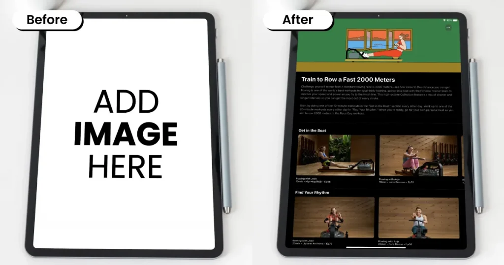 iPad mockup with a down-angle view