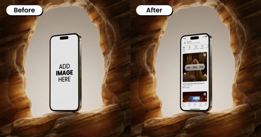 iPhone mockup template before and after