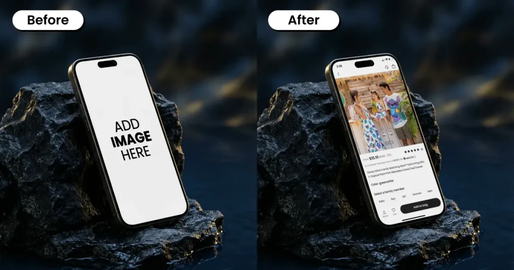 Leaning iPhone mockup template
