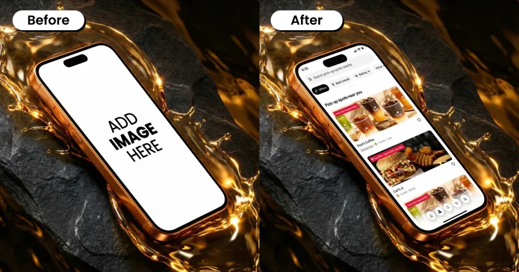 Gold iPhone mockup template