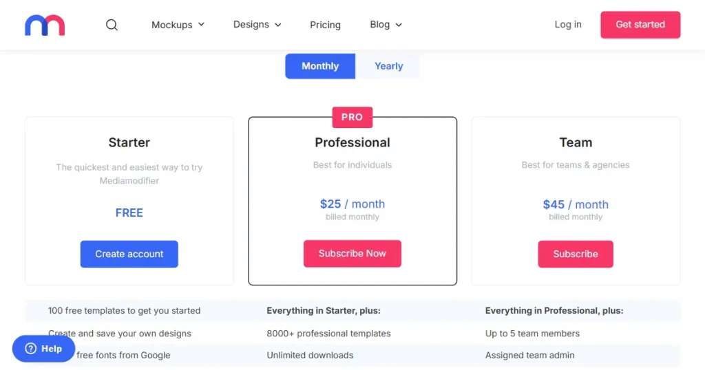 Mediamodifier plan pricing