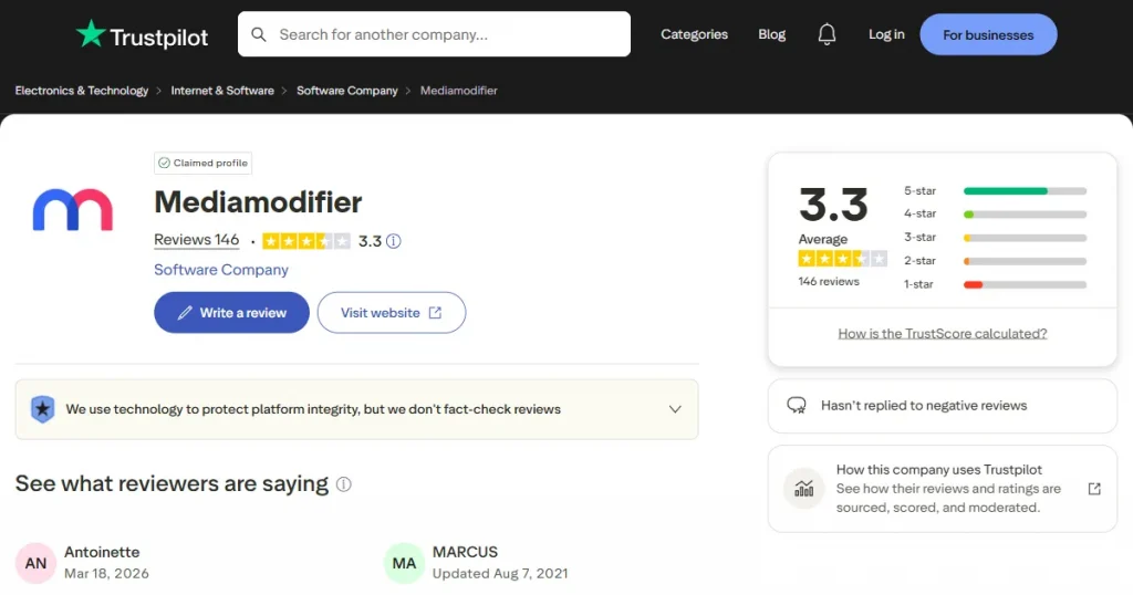 Mediamodifier trustpilot review