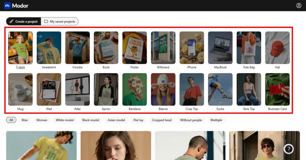 Modor mockup template category