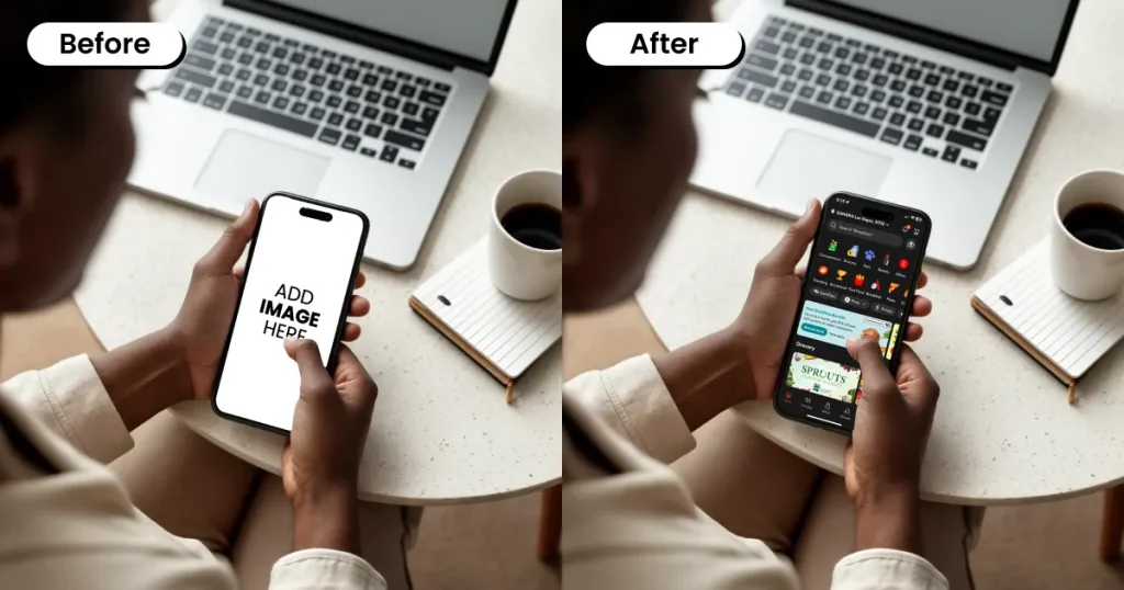 A woman holding an iPhone