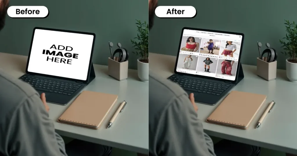 Over the shoulder iPad mockup